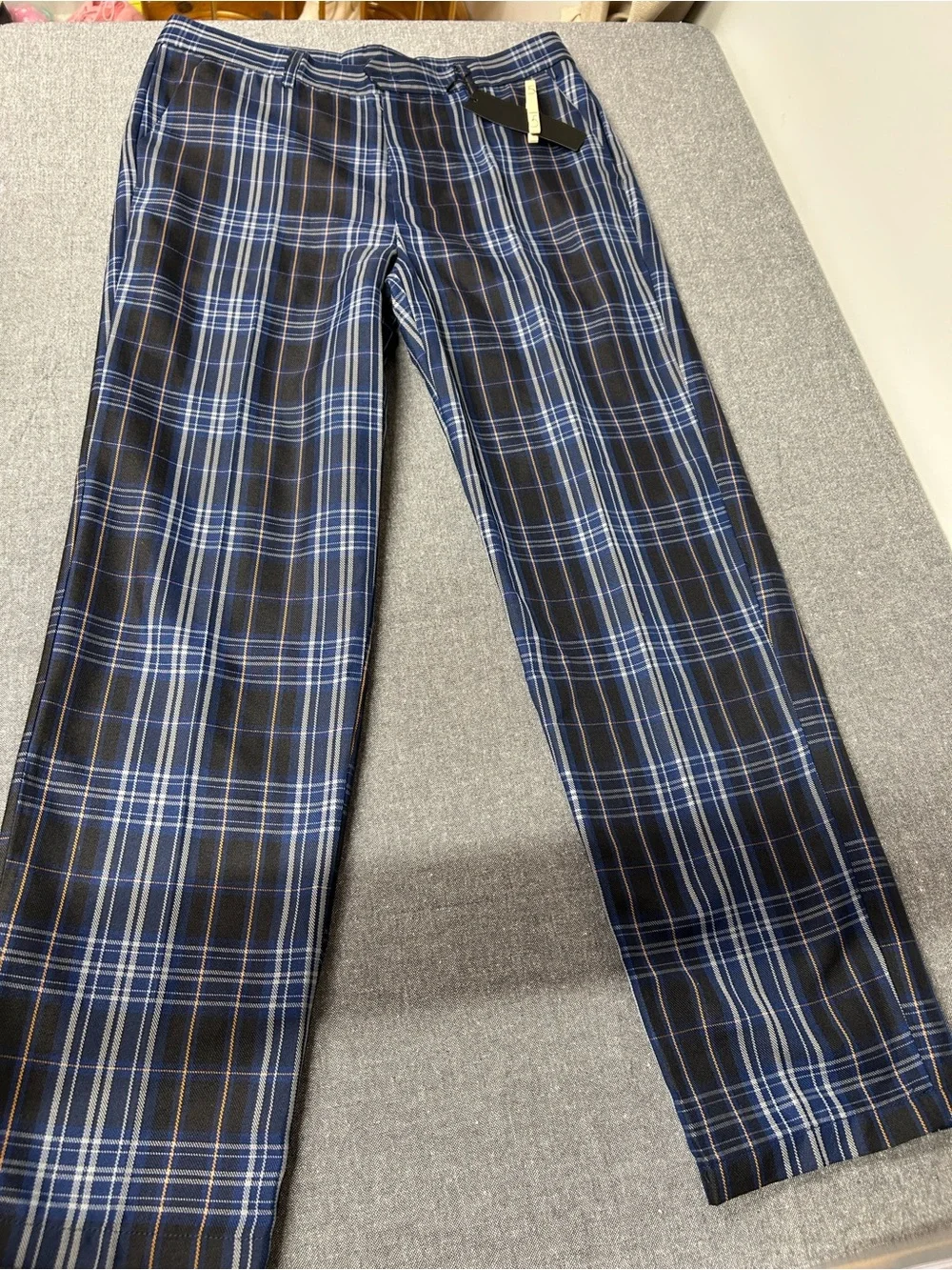 Men's Blue Plaid Chino Pants